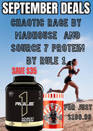 Rule 1 Source7 Protein (5lb) + Chaotic Rage Pre-Workout | Power & Performance Stack