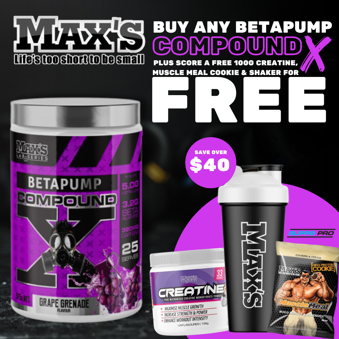 Max's Betapump CompoundX (FREE CREATINE, SHAKER & COOKIE)